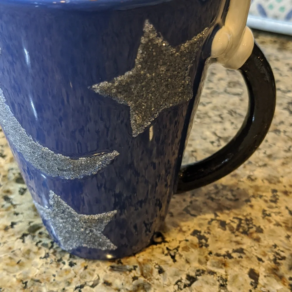 FANTASIA Mickey Mouse Mug Cup ARM HANDLE Embossed Glitter Star Moon  Disney